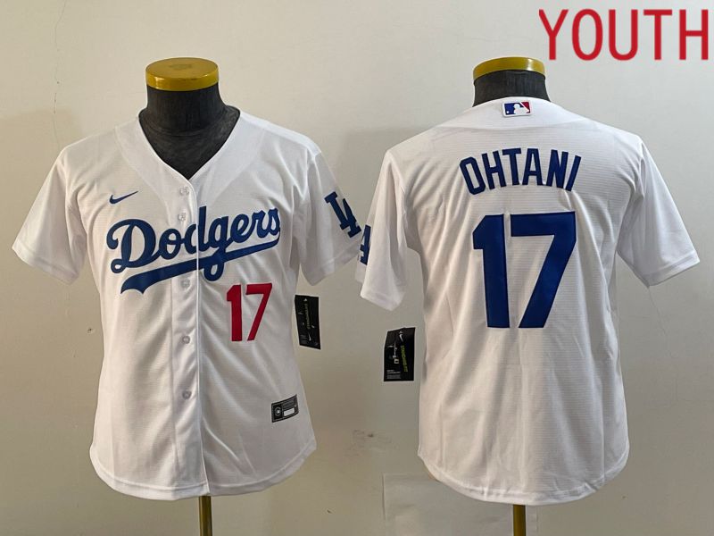 Youth Los Angeles Dodgers #17 Ohtani White Nike Game MLB Jersey style 2